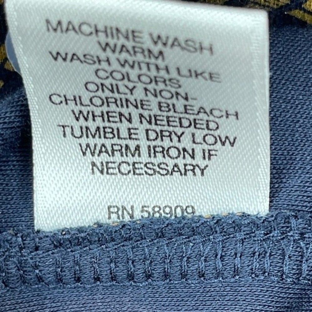 Murano Liquid Luxury Slim Fit Geometric Button Up Navy Blue Brown size M - Picture 2 of 13